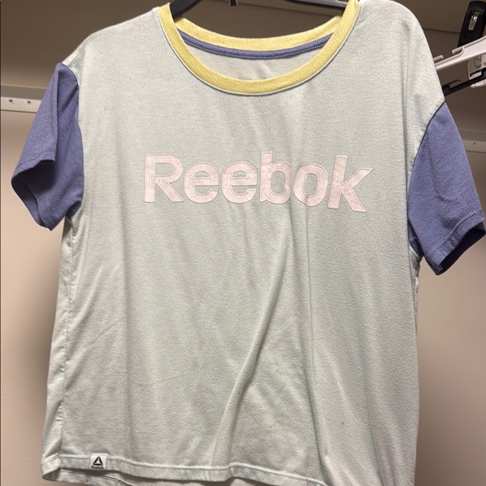 Reebok Blue and Yellow Short Sleeve Tee